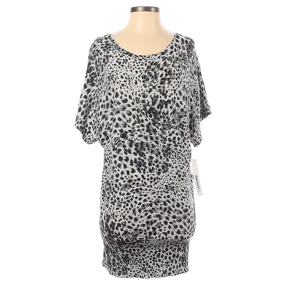 DKNYC Light Heather Gray Jeweled Dolman Sweater Dress Size S NWT